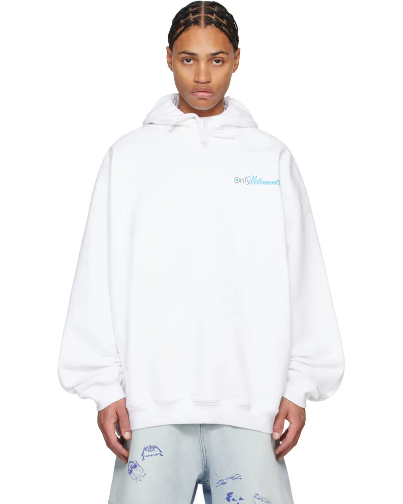 VETEMENTS White 'Only Vetements' Oversized Hoodie White