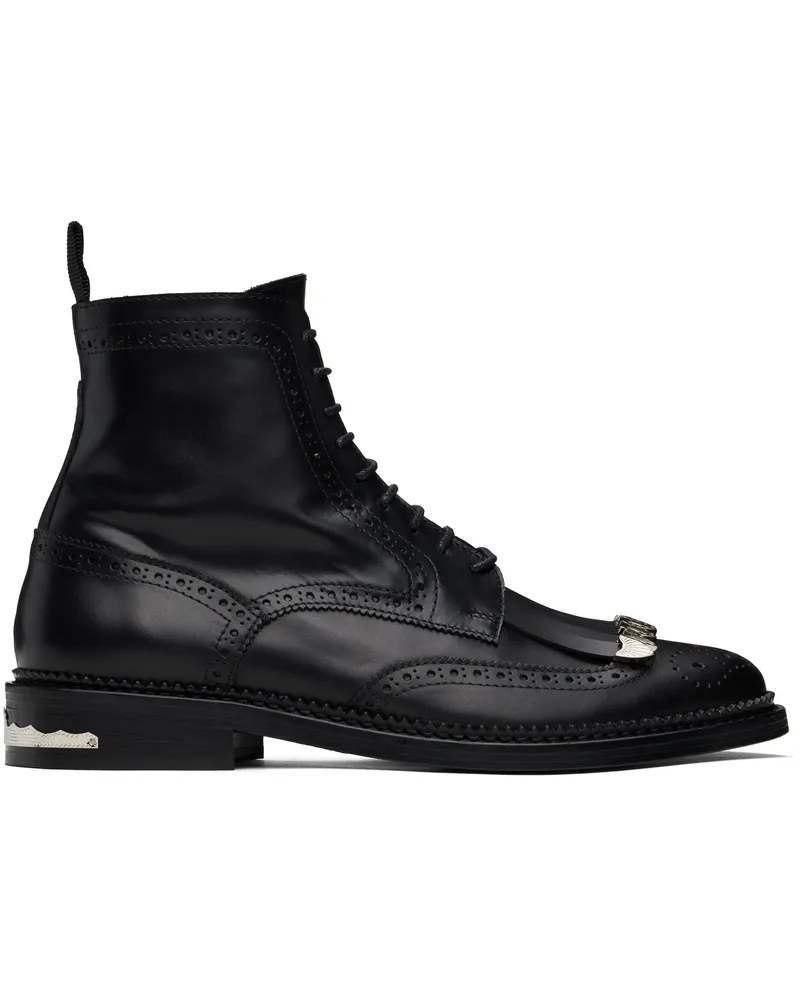 Toga SSENSE Exclusive Black Fringed Boots Black