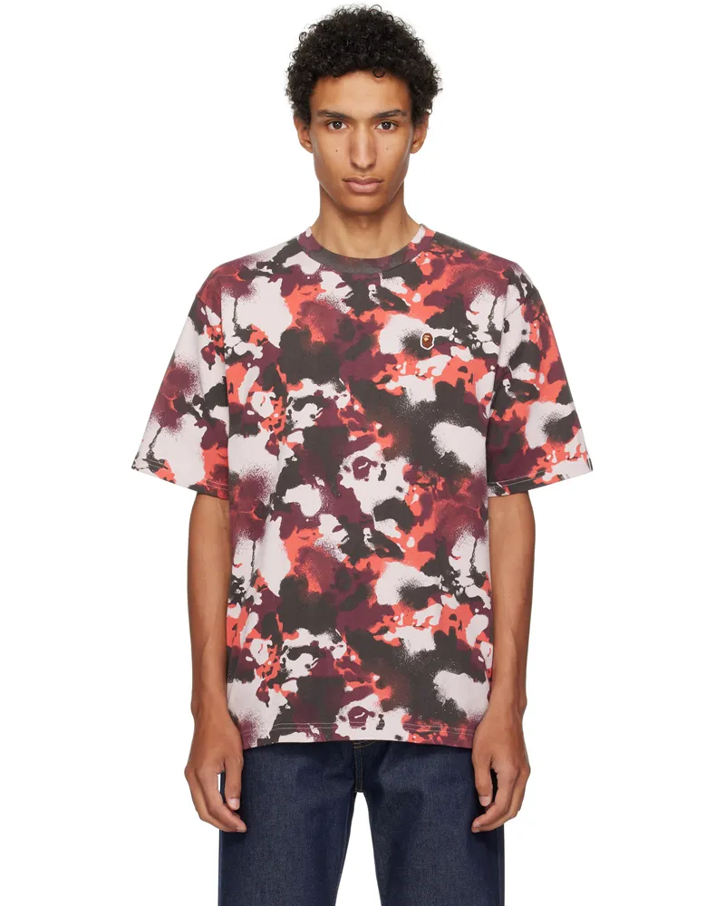 BAPE Red & Purple Map Camo Ape Head One Point T-shirt Red-red