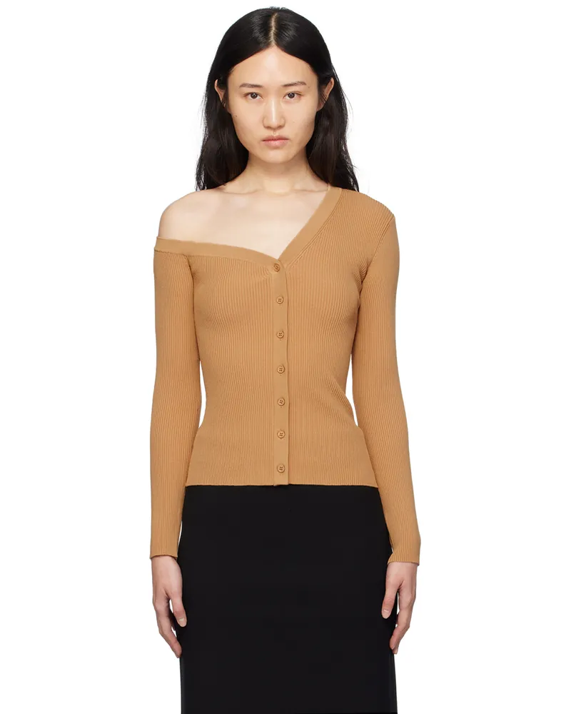STAUD Tan Craftsman Cardigan Caml