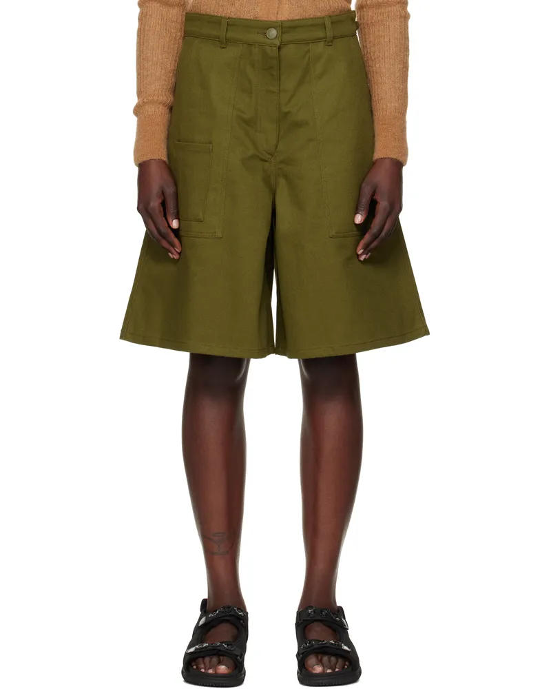 Cecilie Bahnsen Green Annika Denim Shorts Olive