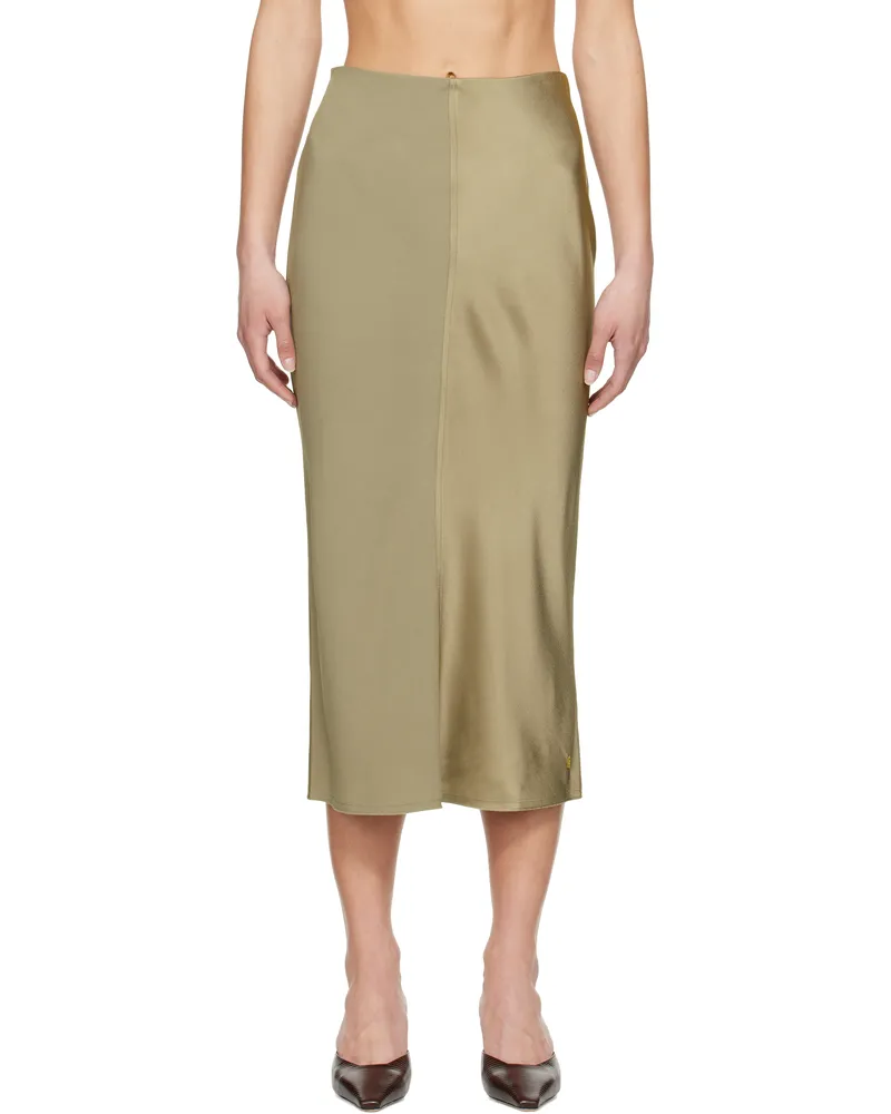 AMI Paris Taupe Straight Midi Skirt Ash