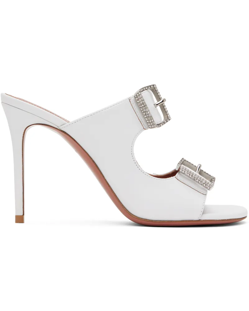 Amina Muaddi White Millie Heeled Sandals White