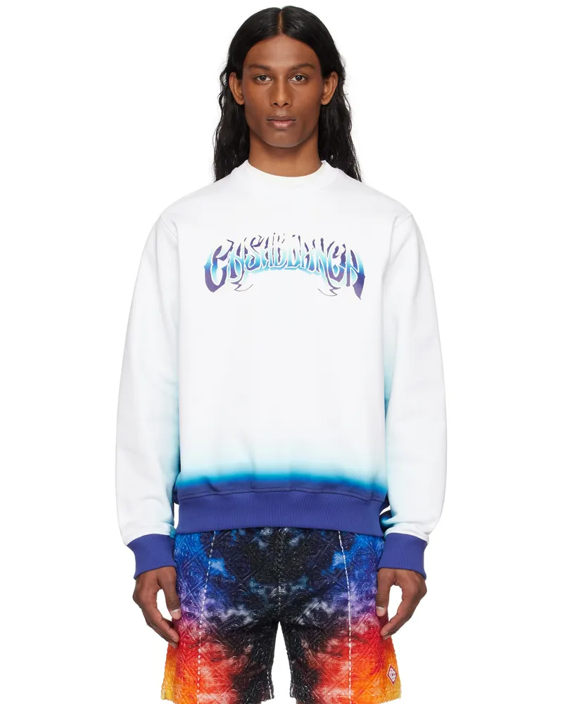 Casablanca Paris White & Blue Fade Sweatshirt Blue