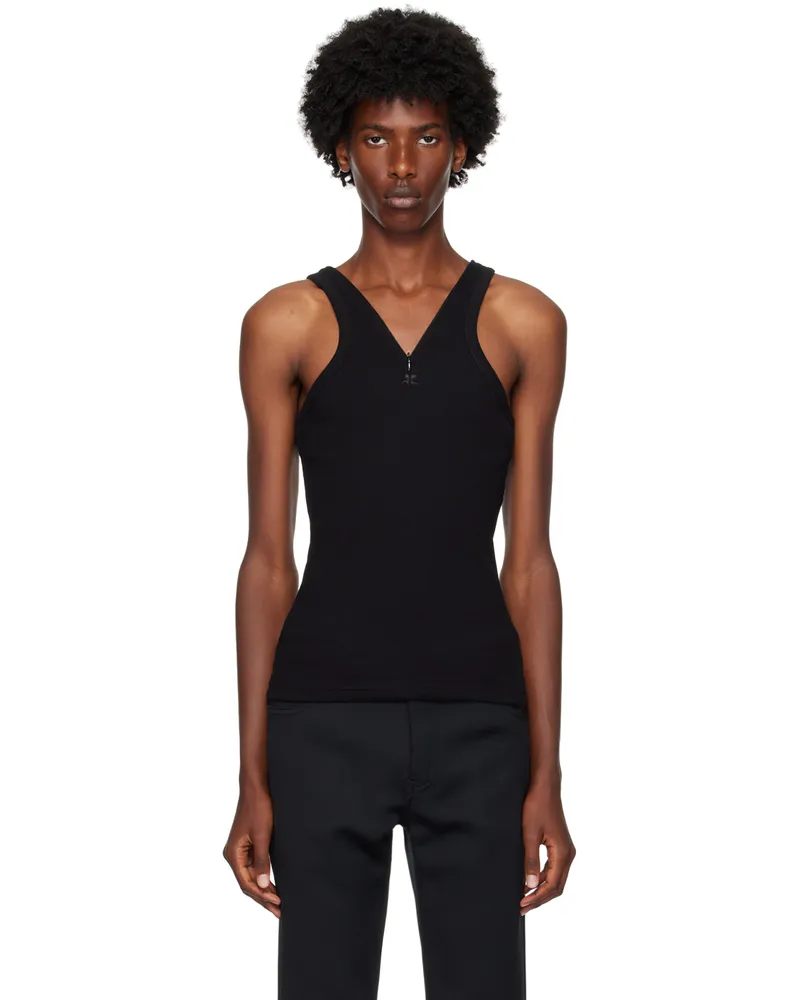 Courrèges Black Zipped Tank Top 9999