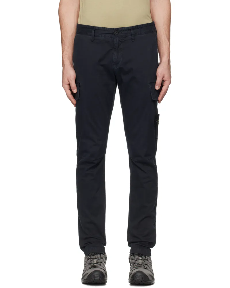 Stone Island Navy Organic Broken Twill 'OLD' Cargo Pants A0120