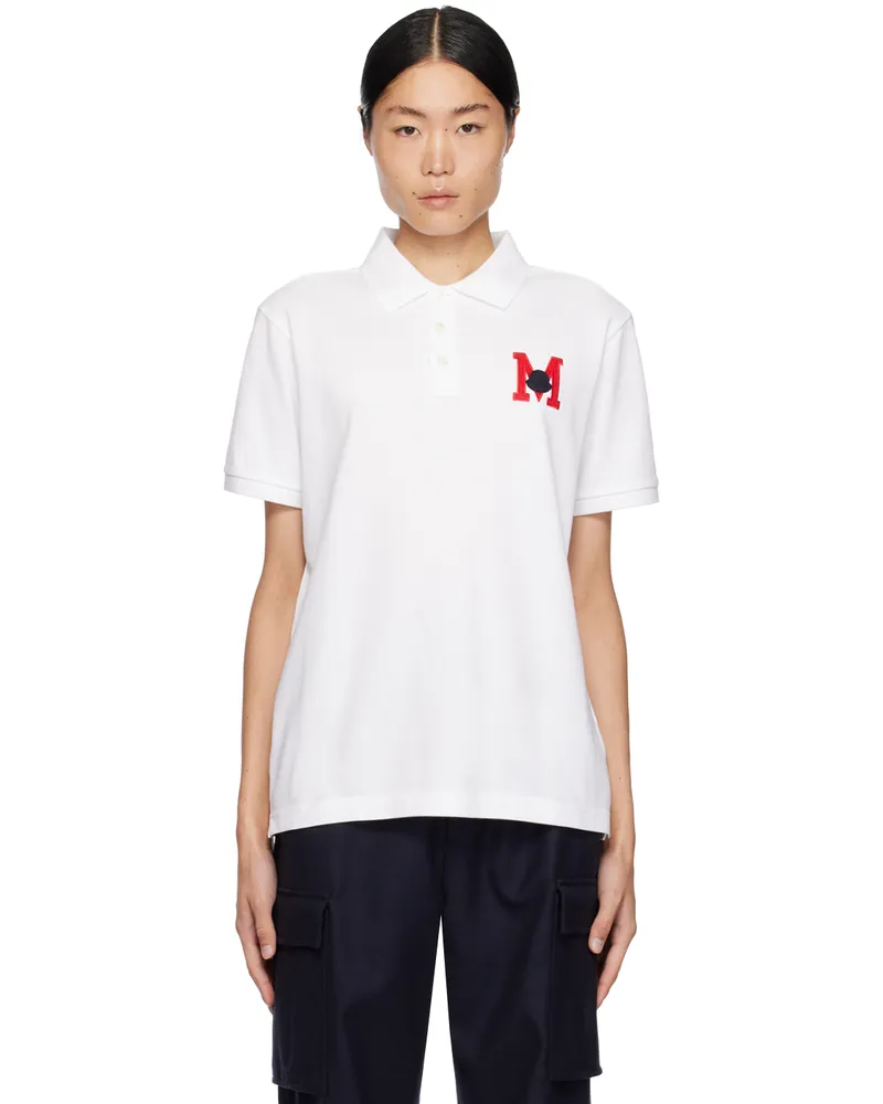 Moncler White Patch Polo White