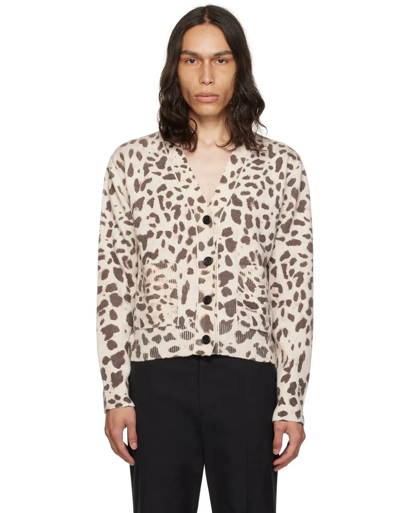 WE 11 DONE Off-White Y-Neck Cardigan Ivory