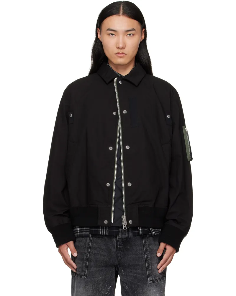 Sacai Black Ripstop Bomber Jacket 001