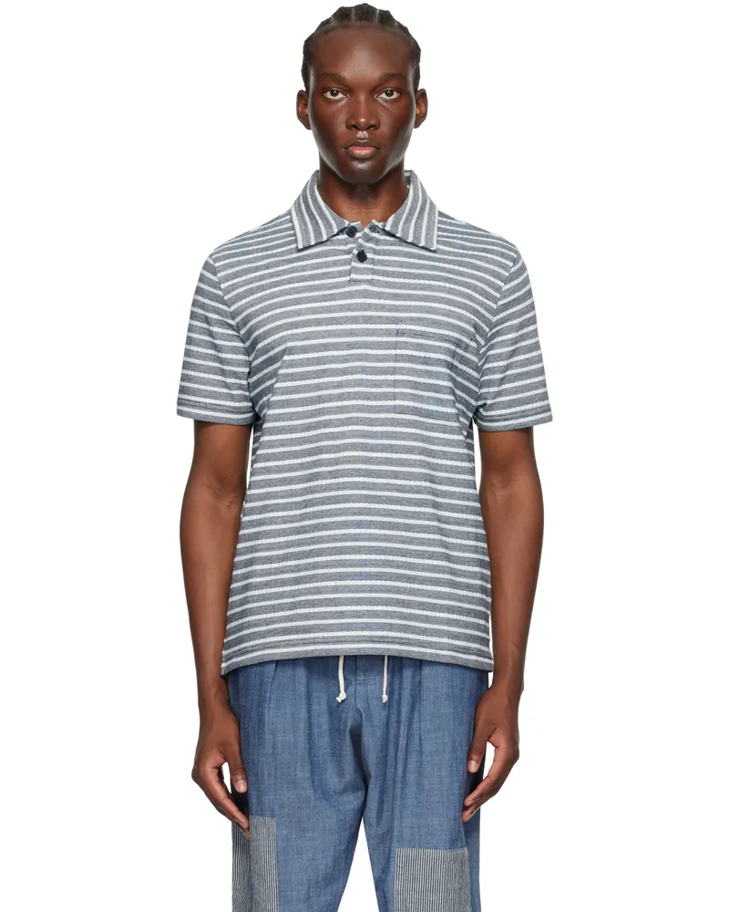 Universal Works Blue Newlyn Polo Indigo