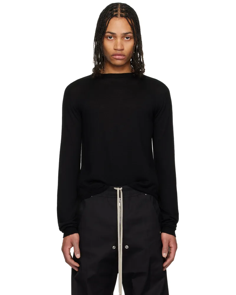 Rick Owens Black Hollywood Cropped Level Biker Round Neck Sweater 09