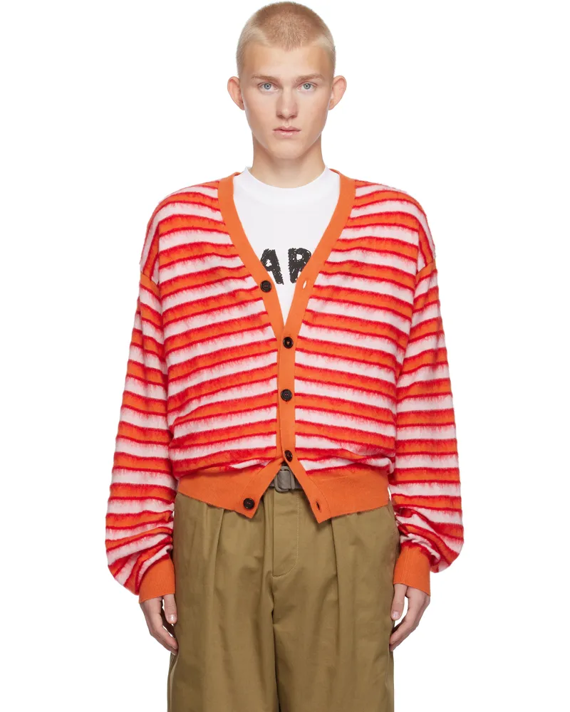 Marni Multicolor Wool Mohair Striped Cardigan Rgr30
