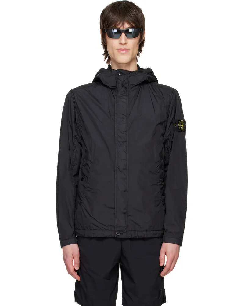 Stone Island Black Crinkle Reps R-NY Jacket V0029