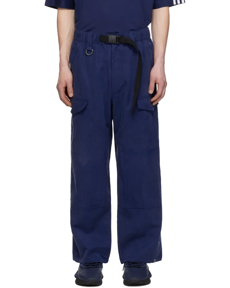 Y-3 Blue Twill Cargo Pants Blue