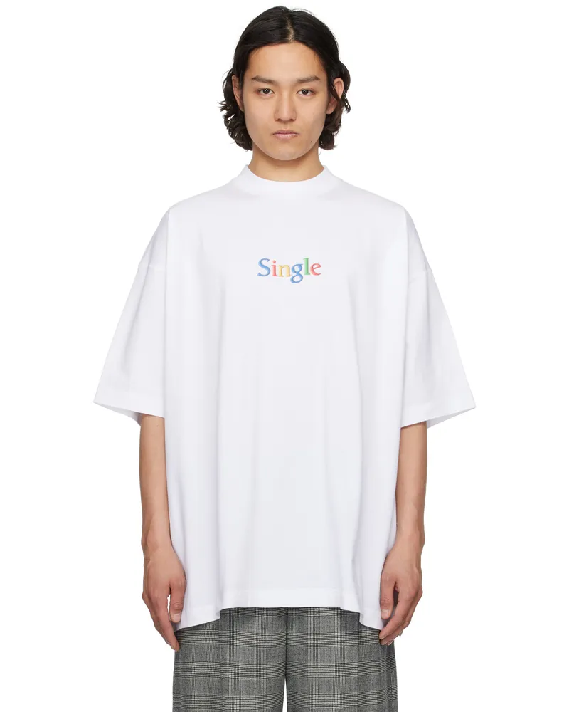 VETEMENTS White 'Single' Oversized T-shirt White
