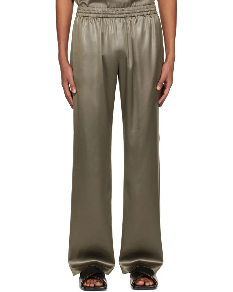 Filippa K Taupe Shiny Track Trousers Sage