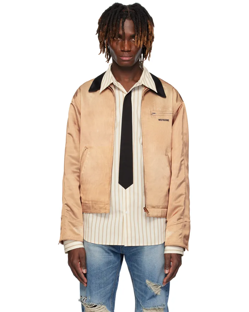 WE 11 DONE Beige Printed Work Jacket Beige