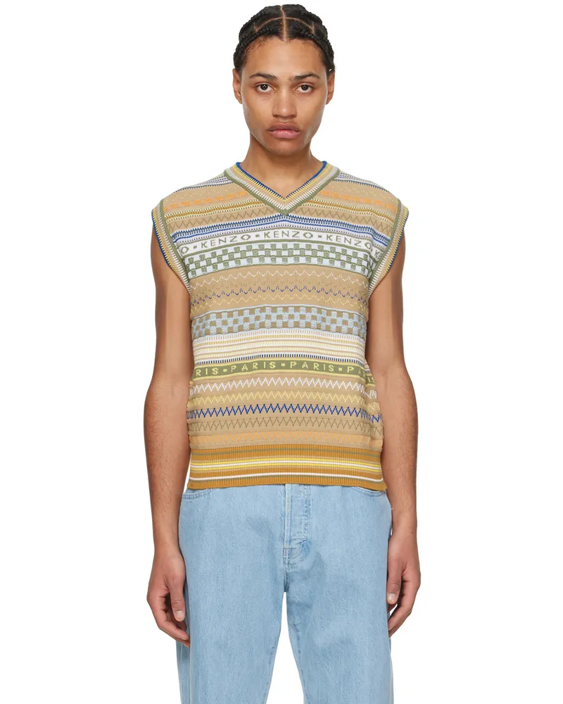 Kenzo Multicolor Kenzo Paris Fairisle Vest Camel