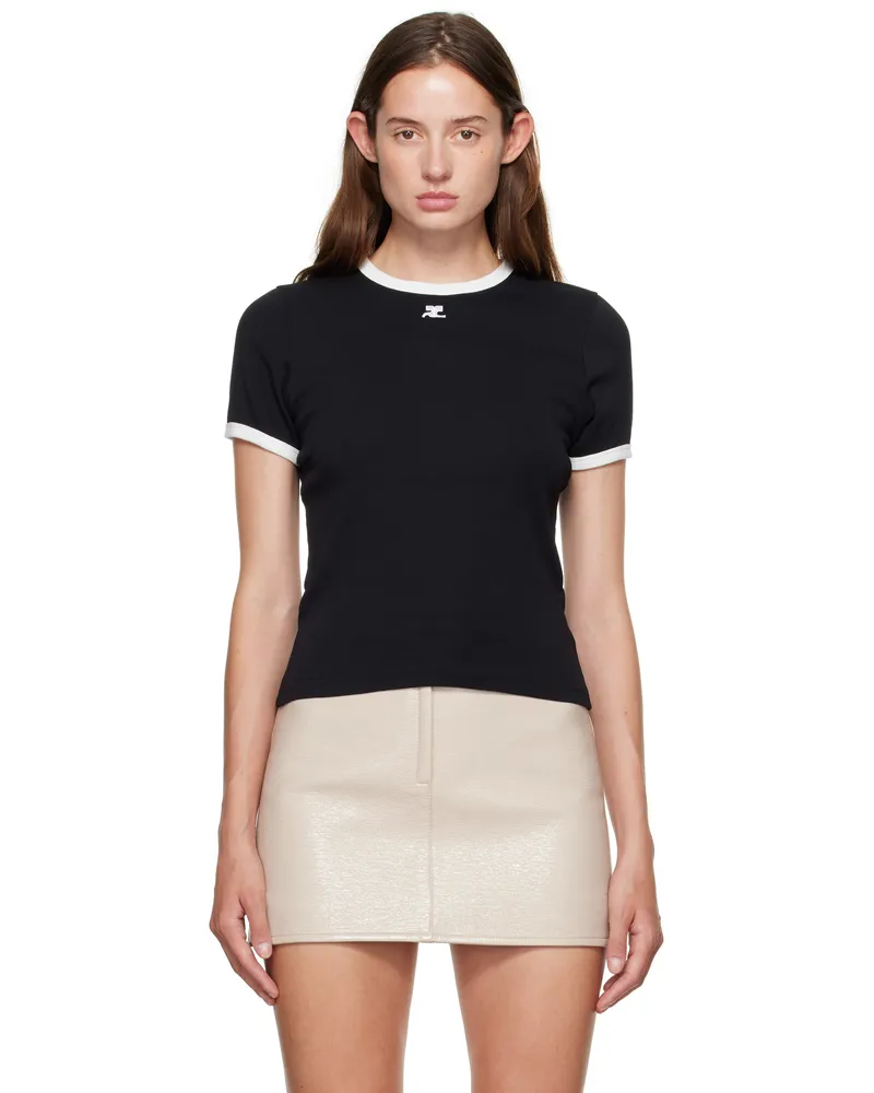 Courrèges Black Signature Contrast T-shirt 9901