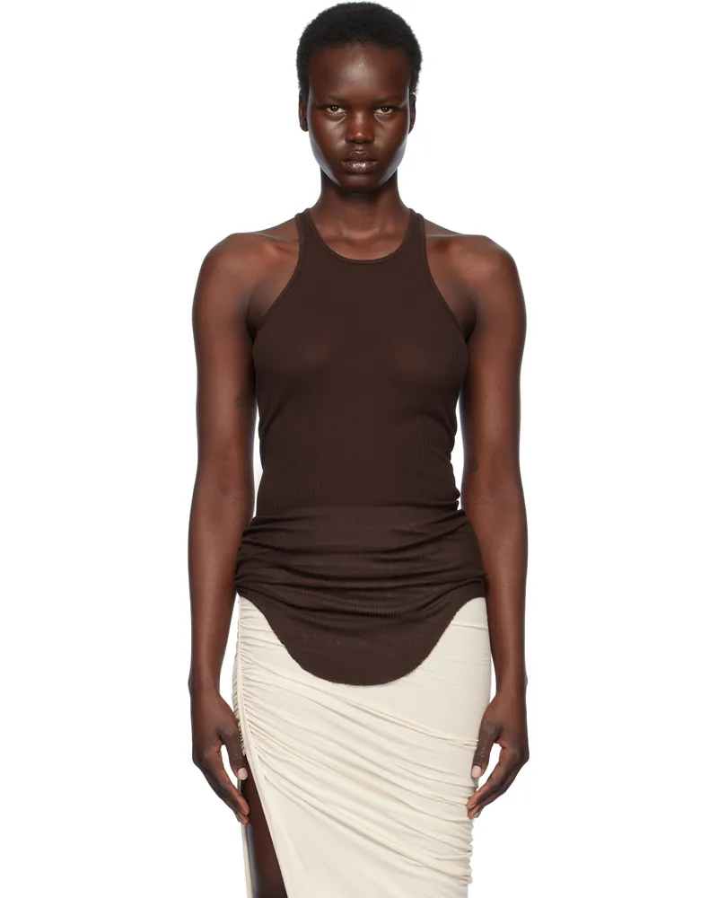 Rick Owens Brown Hollywood Basic Rib Tank Top 14