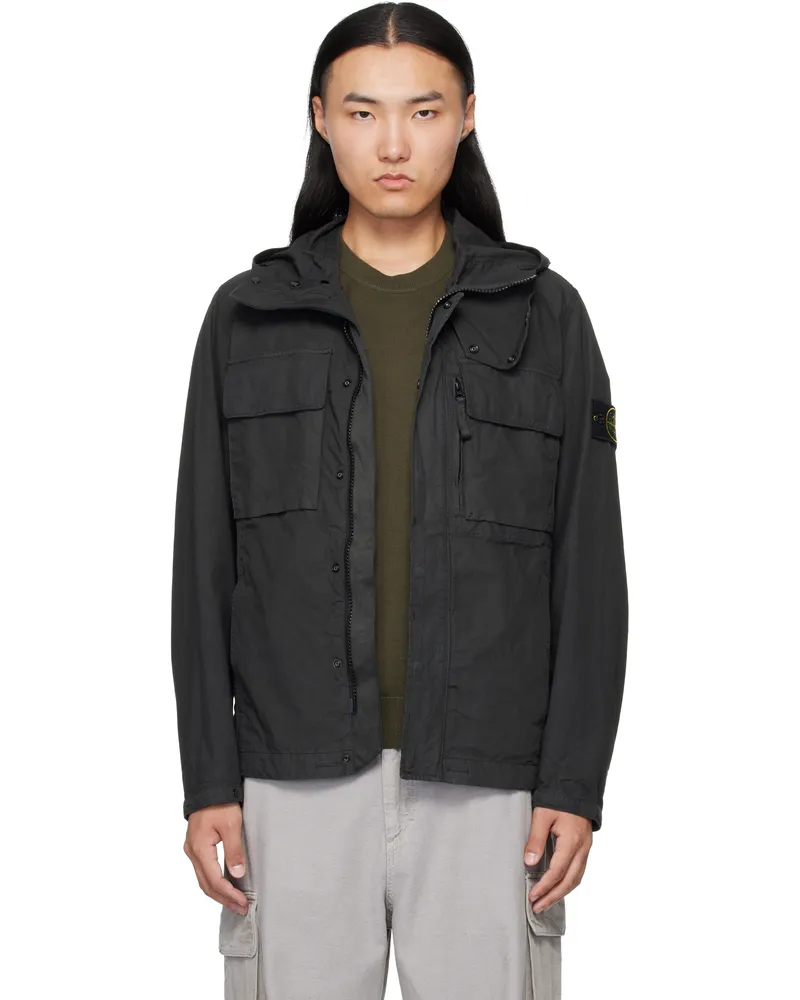 Stone Island Gray Q100012 Canvas Weave Cotton Jacket V0062