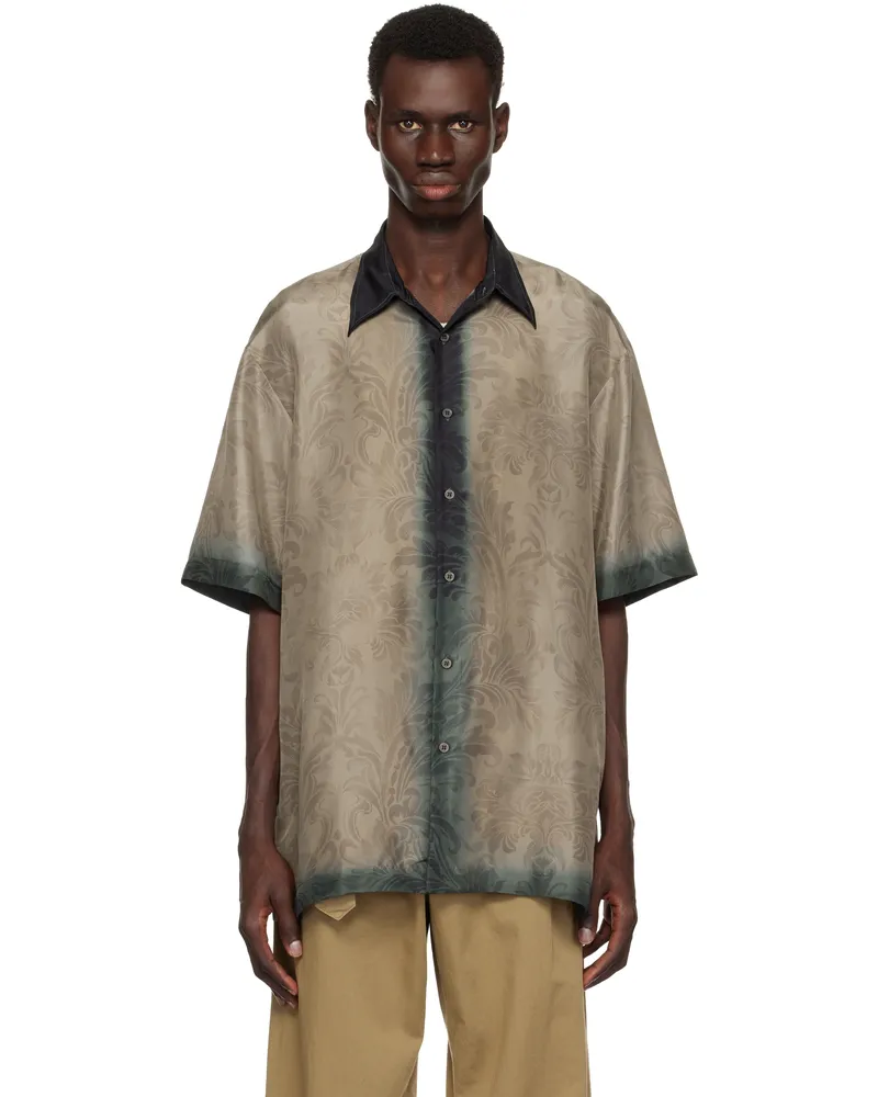 Dries van Noten Khaki Silk Short Sleeve Shirt 508