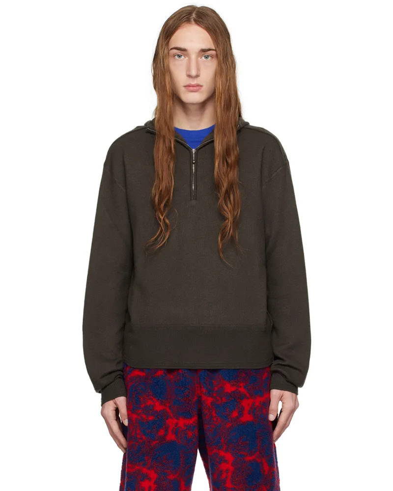 Burberry Khaki Half-Zip Hoodie Otter