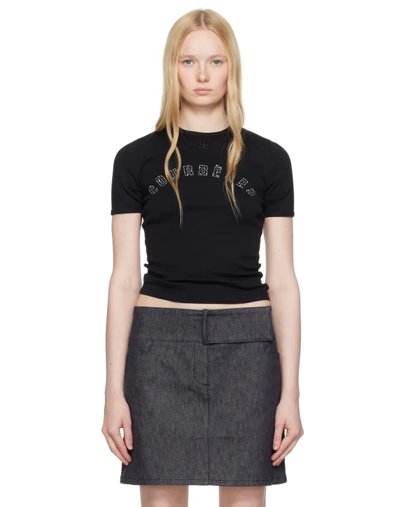 Courrèges Black Medusa Printed Contrast T-shirt B177