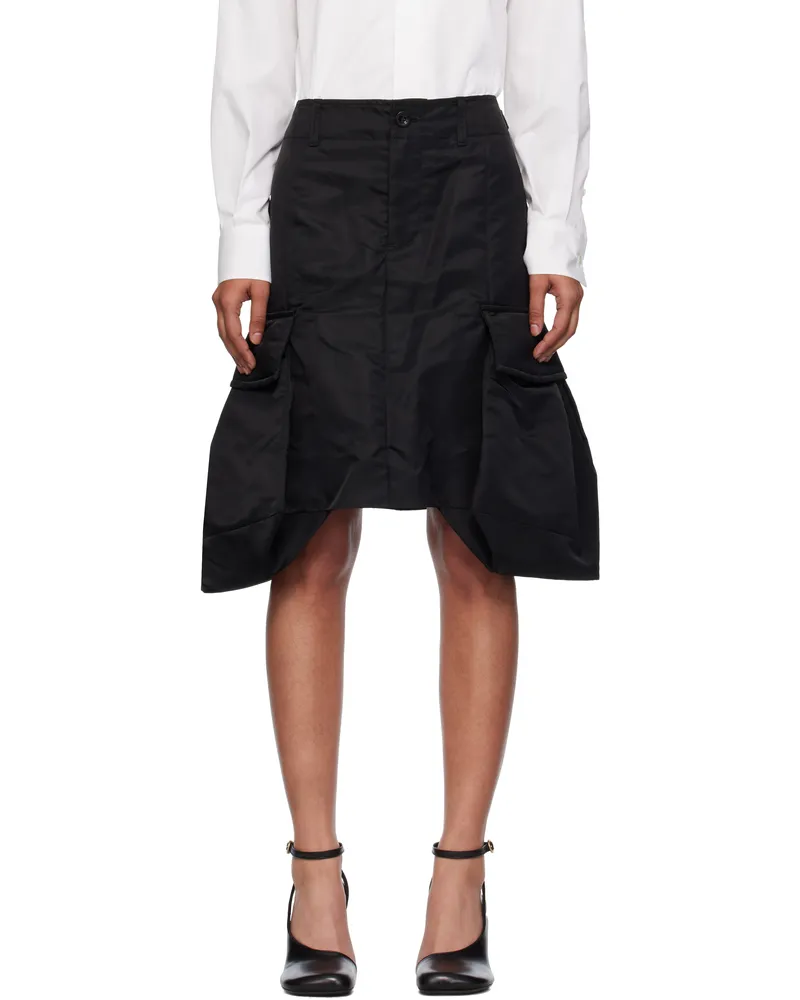 Sacai Black Nylon Twill Midi Skirt 001