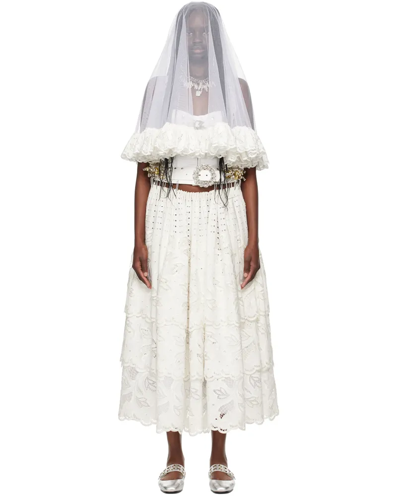 CHOPOVA LOWENA SSENSE Exclusive White Beaded Carabiner Maxi Dress White