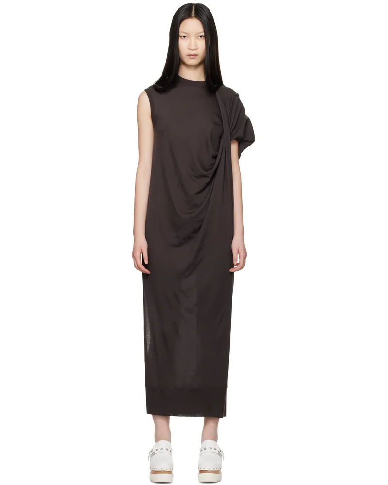 Stella McCartney Brown Asymmetric Draped Maxi Dress 2012