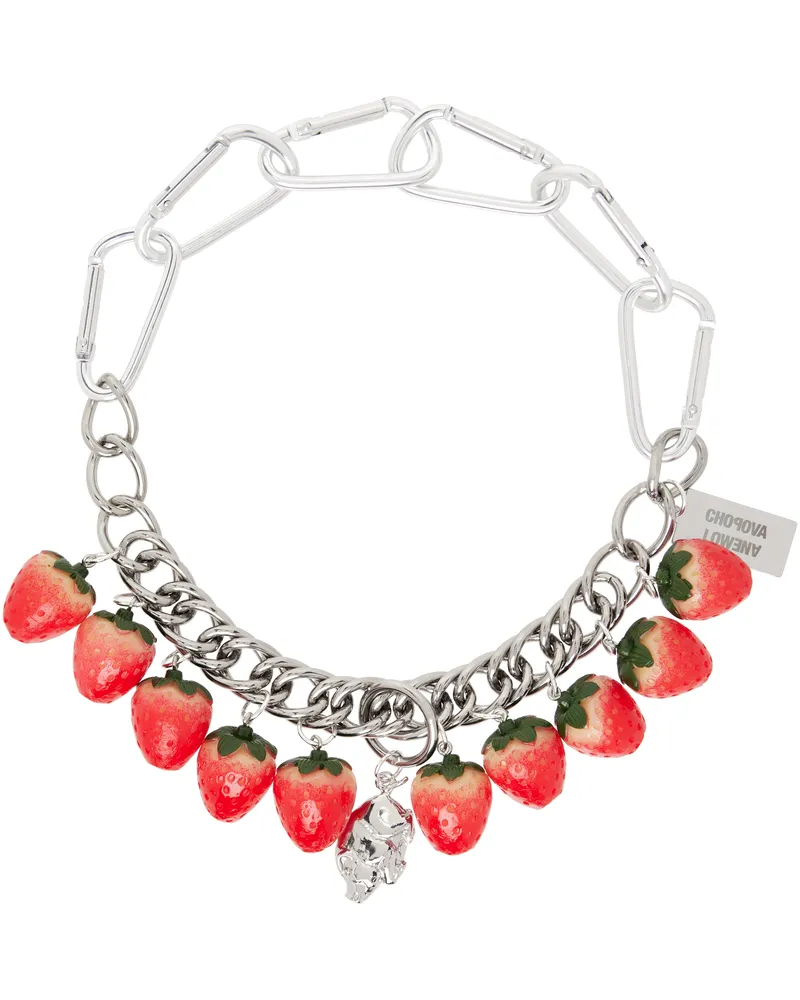 CHOPOVA LOWENA Silver Strawberry Piggy Necklace Multi