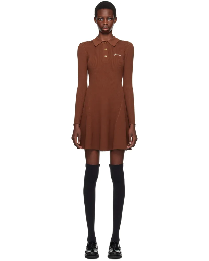 Ganni Brown Rib Minidress 470