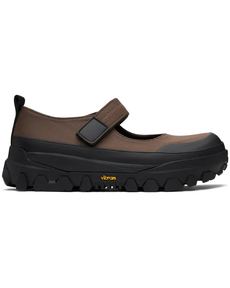 AMOMENTO Brown & Black Vibram Mary Jane Ballerina Flats Brown