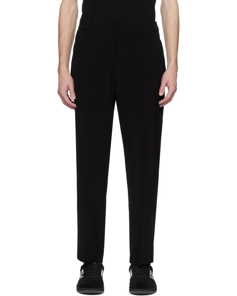 Balmain Black Crêpe Straight-Leg Trousers 0pa