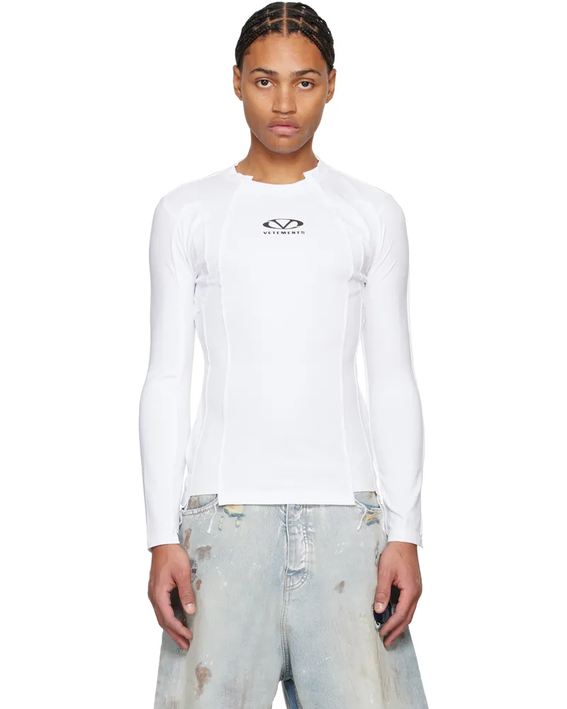 VETEMENTS White Oval Logo Cut-Out T-shirt White