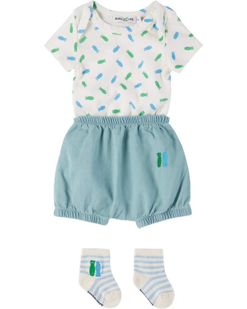 BOBO CHOSES Baby Off-White Lucky Fish Bodysuit Set Offwhite