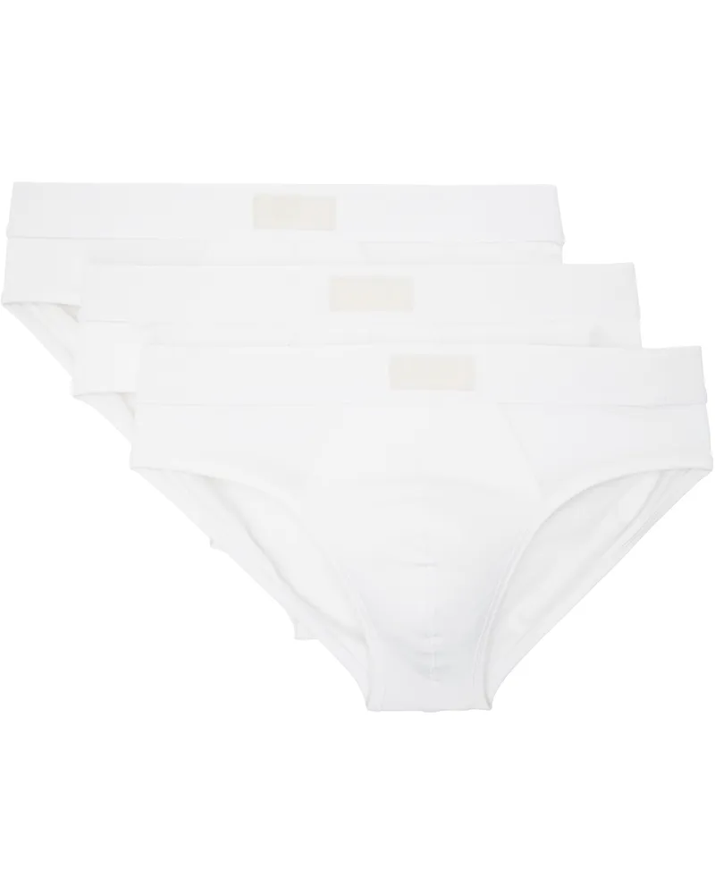 SKIMS Three-Pack White SKIMS Cotton Briefs Chalk