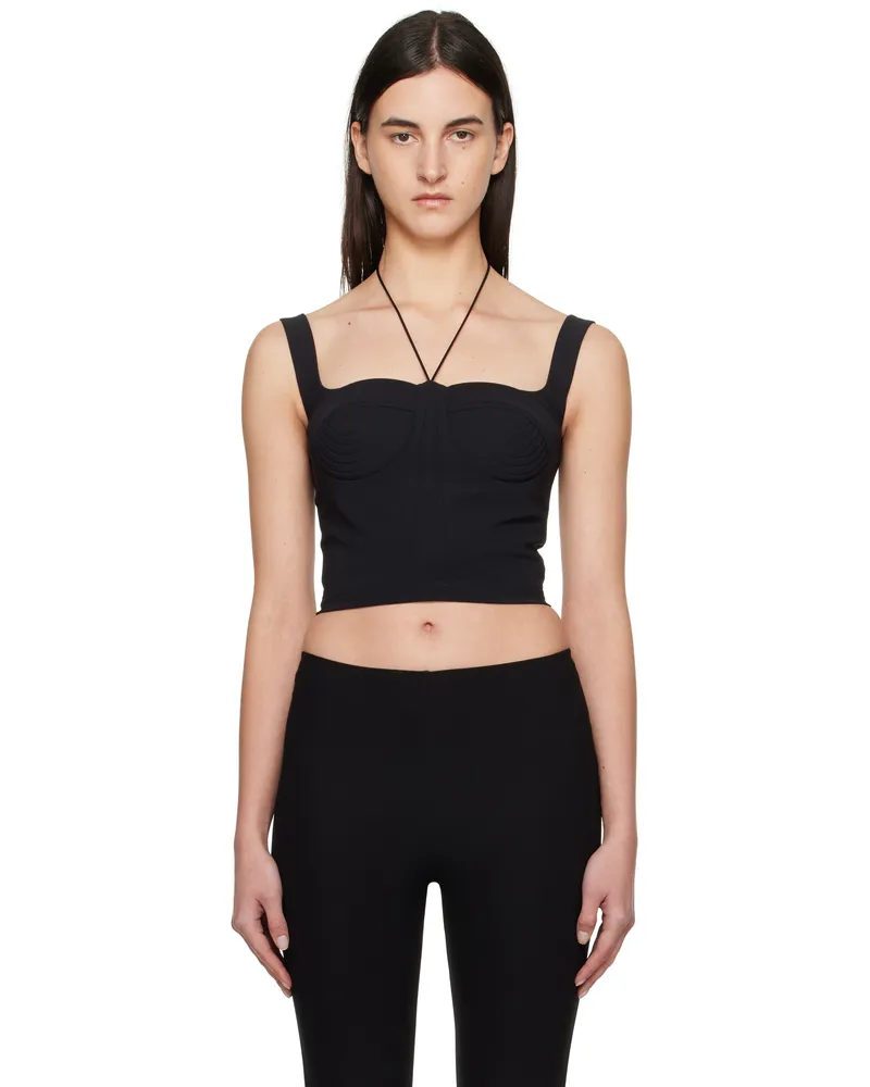 Nensi Dojaka Black Quilted Cups Bustier Top Black