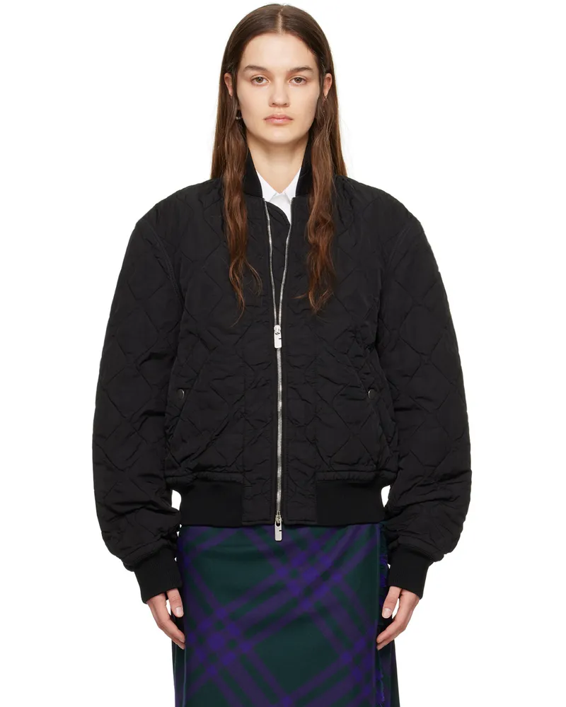 Burberry Black Quilted Bomber Jacket Onyx
