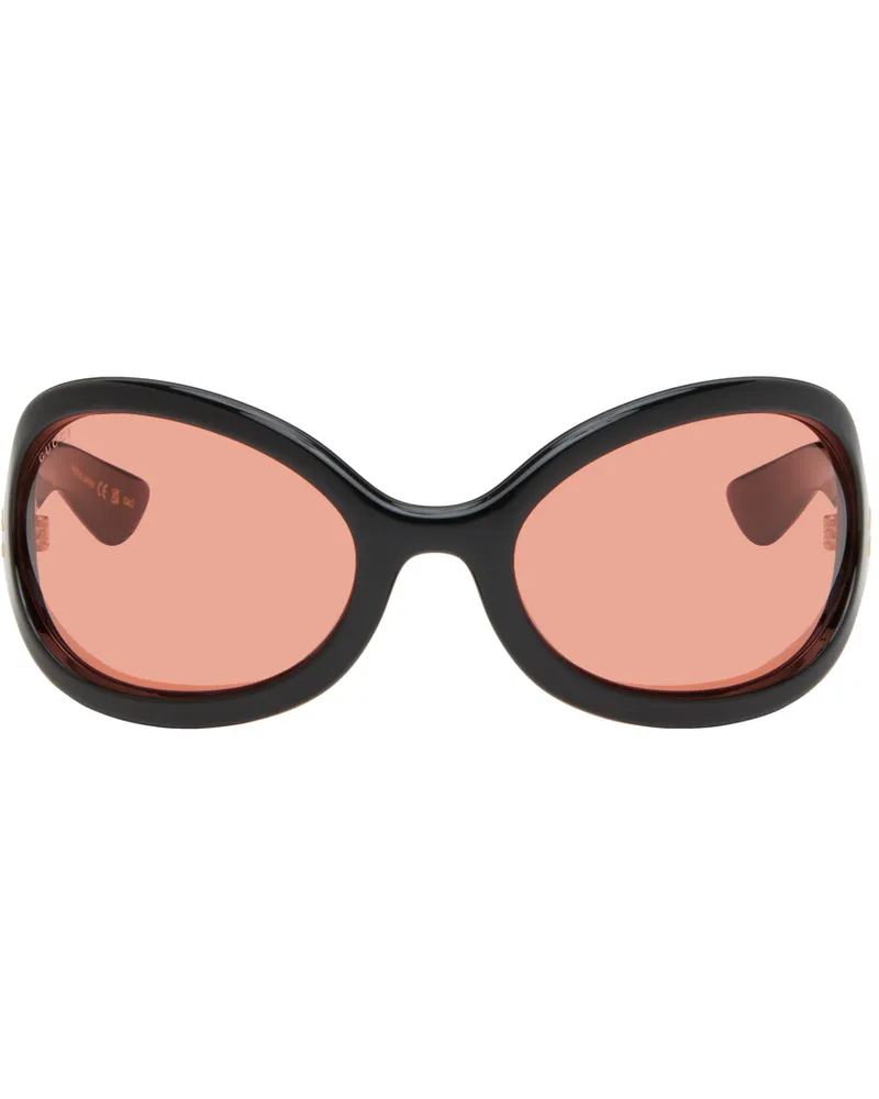 Gucci Black Oversized Wraparound Sunglasses 001