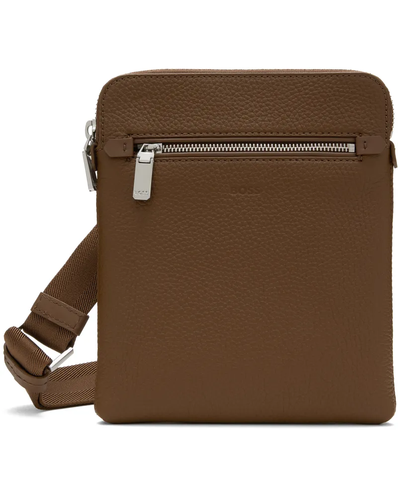 HUGO BOSS Brown Envelope Embossed Logo Bag 215-medium
