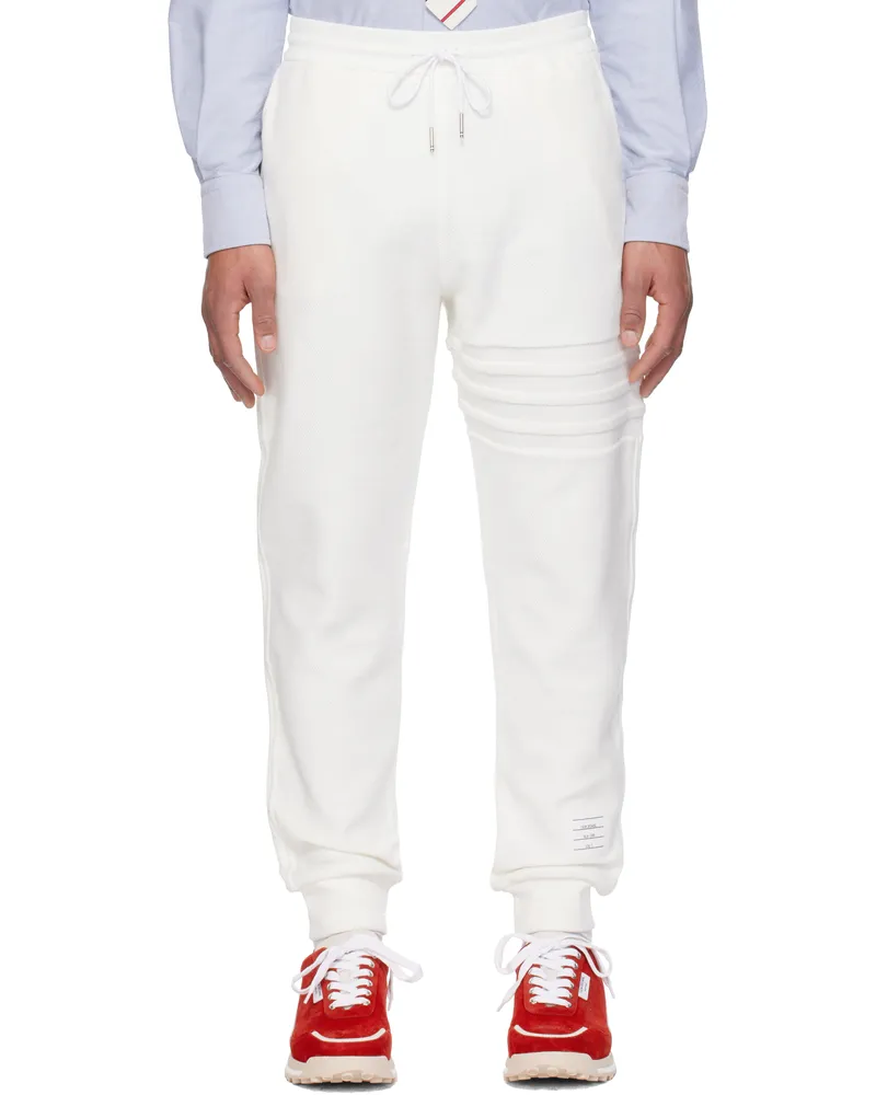 Thom Browne White 4-Bar Reverse Loopback Lounge Pants 100