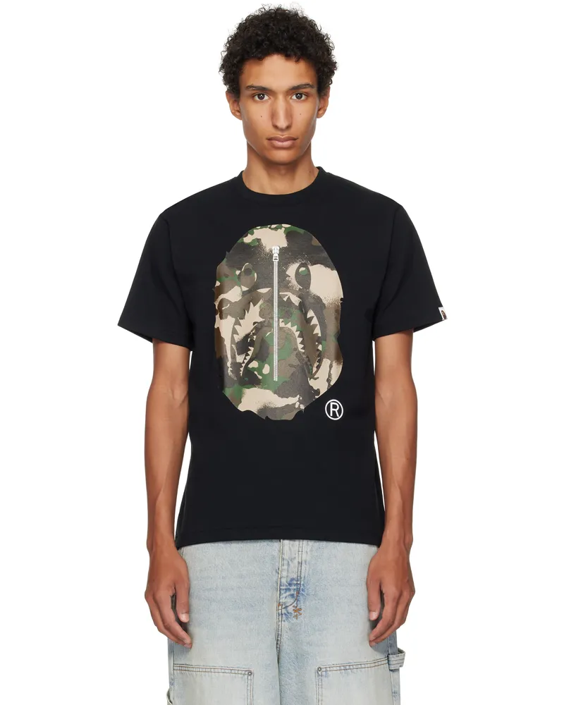 BAPE Black Map Camo Ape Head Shark T-shirt Bk0