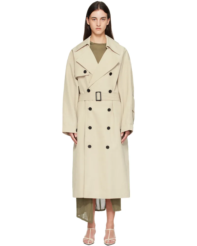 FRANKIE Shop Beige Mavis Oversized Trench Coat Beige