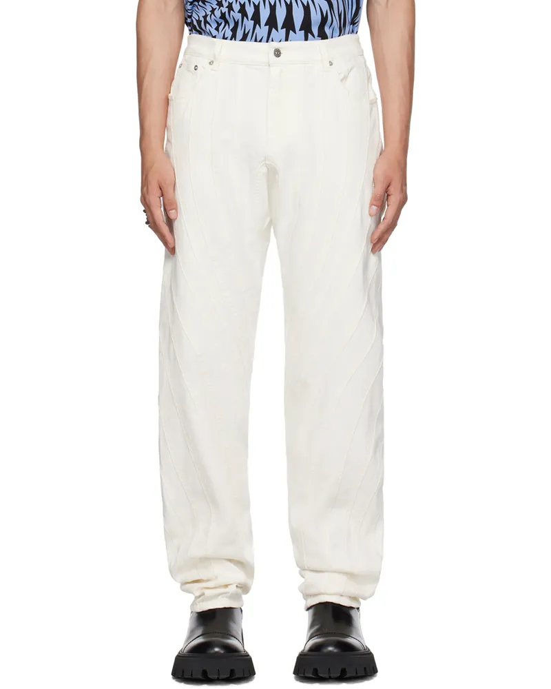 Thierry Mugler White Spiral Jeans Ivory