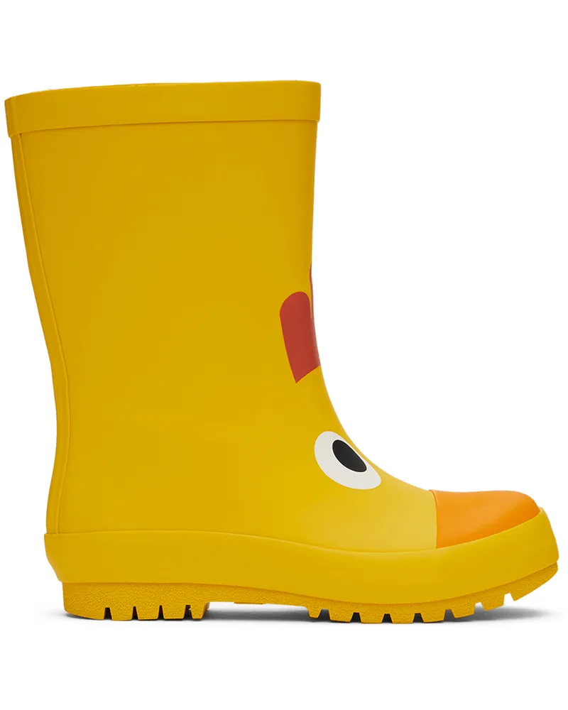 Stella McCartney Kids Yellow Chicken Graphic Rain Boots 238