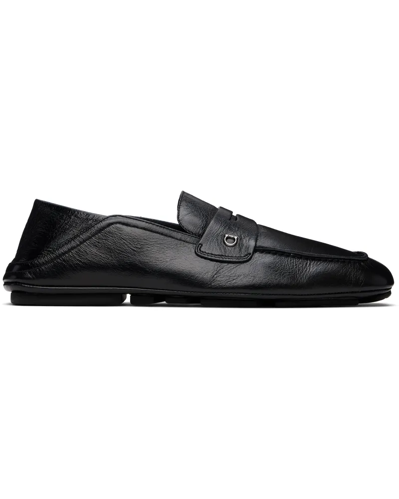Ferragamo Black Calfskin Loafers Nero