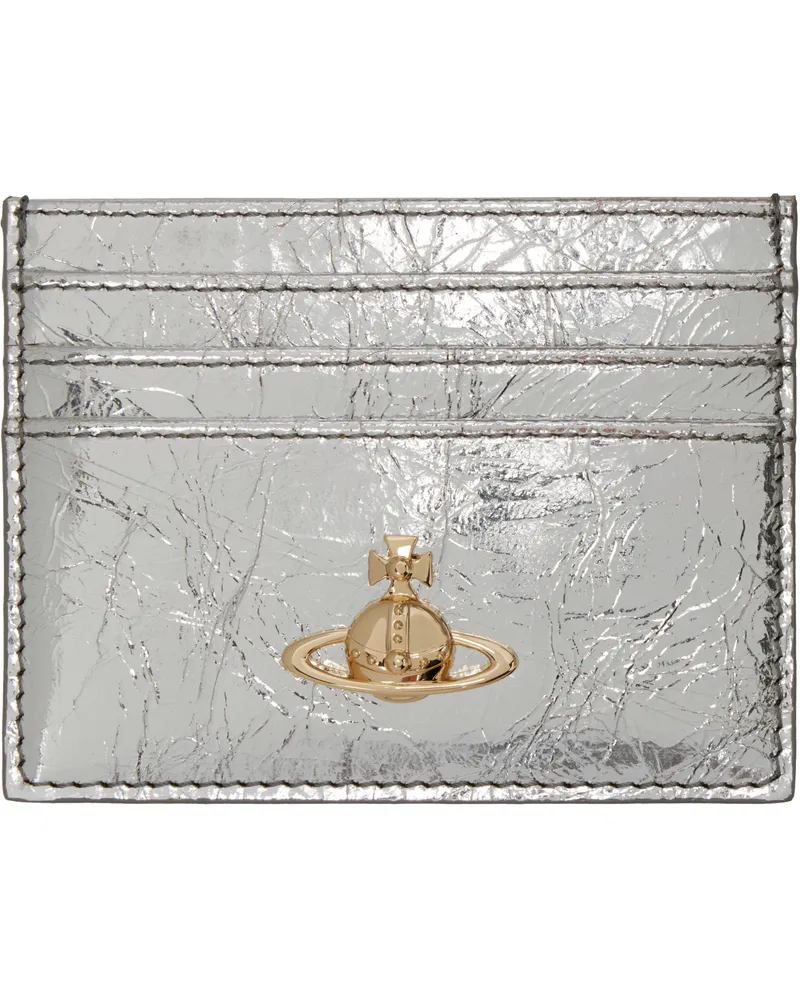 Vivienne Westwood Silver Flat Metallic Crinkle Card Holder Ss25-q401