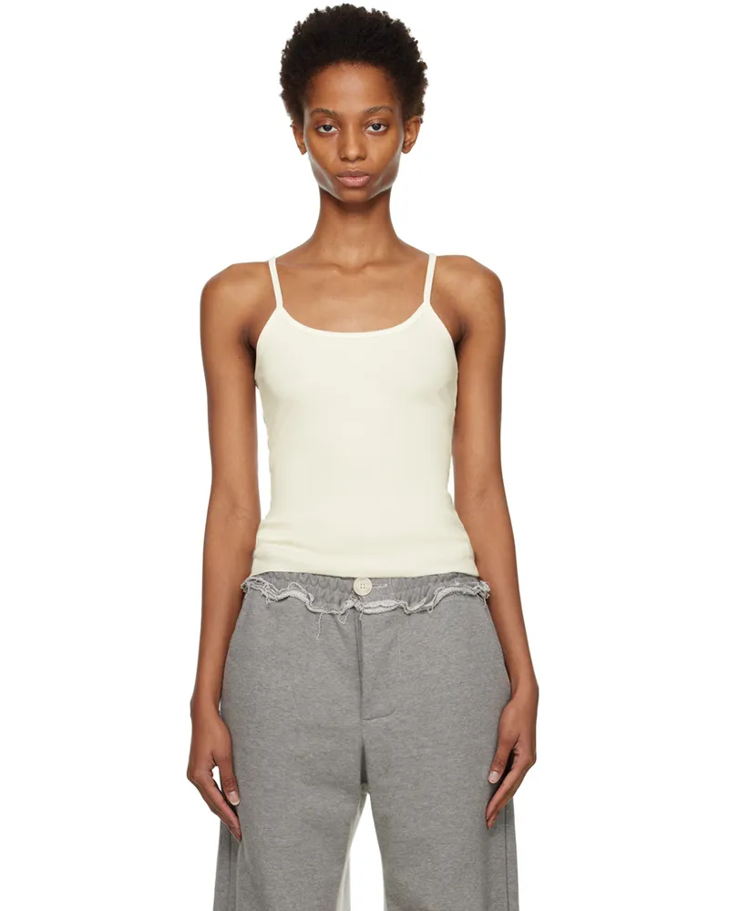 ÉTERNE Off-White Thin Strap Tank Top Cream